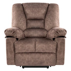 Fauteuil inclinable releveur en velours marron, massage, chauffant, poches, 8 points