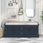 Banc de rangement capitonné multifonction 4 portes Farmhouse 42.70 avec étagères réglables et range-chaussures pour entrée