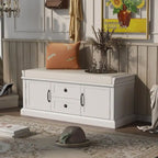 Banc de rangement capitonné de style campagnard avec 2 tiroirs et 2 placards