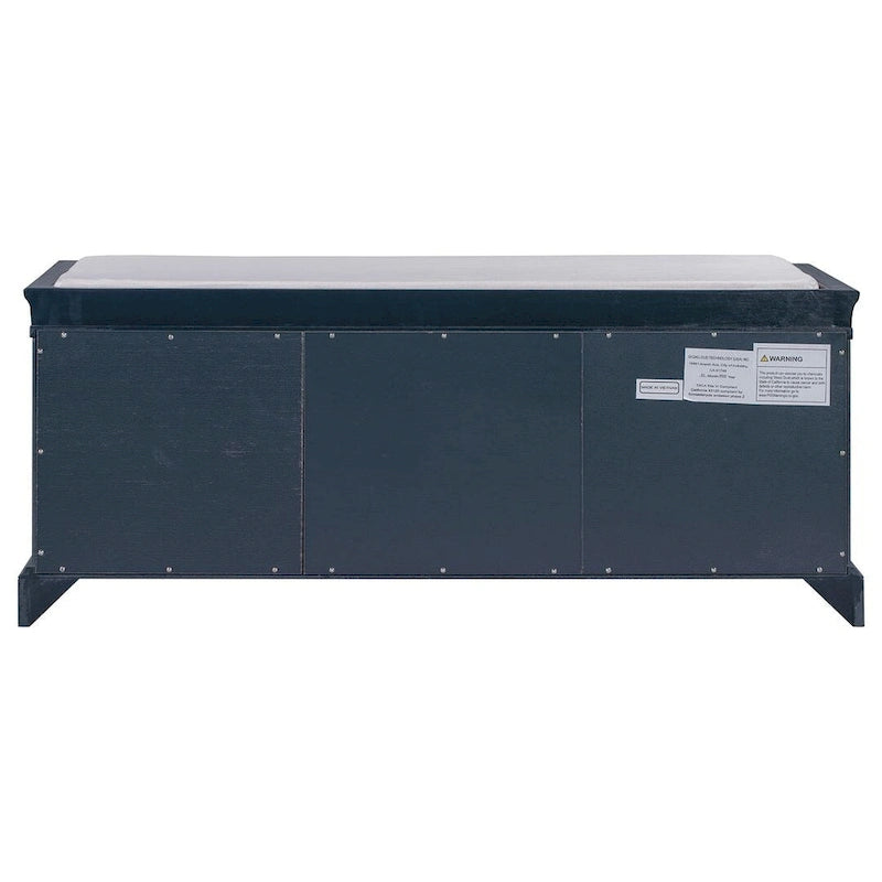 Banc de rangement capitonné de style campagnard avec 2 tiroirs et 2 placards
