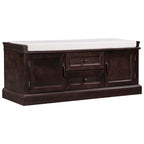 Banc de rangement capitonné de style campagnard avec 2 tiroirs et 2 placards