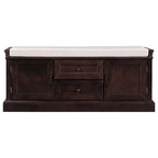 Banc de rangement capitonné de style campagnard avec 2 tiroirs et 2 placards