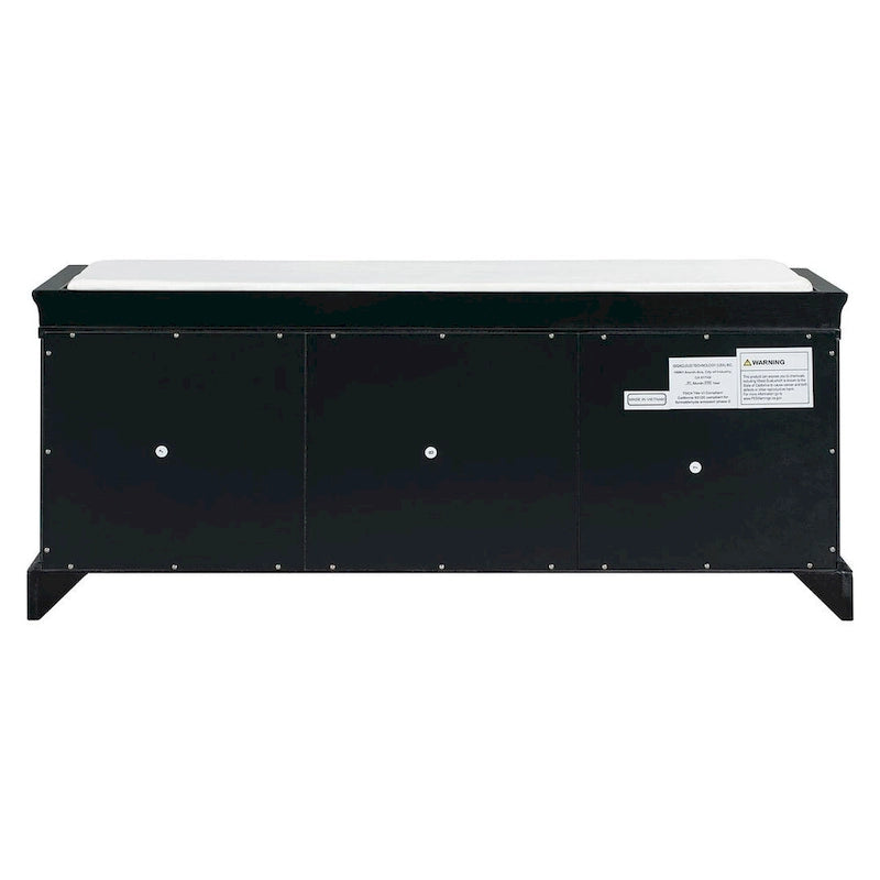 Banc de rangement capitonné de style campagnard avec 2 tiroirs et 2 placards