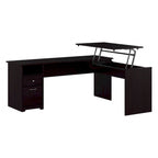Bureau assis-debout en L à 3 positions de 72 po de large par