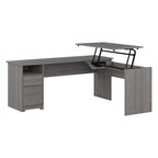 Bureau assis-debout en L à 3 positions de 72 po de large par