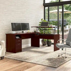 Bureau assis-debout en L à 3 positions de 72 po de large par