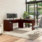 Bureau assis-debout en L à 3 positions de 72 po de large par