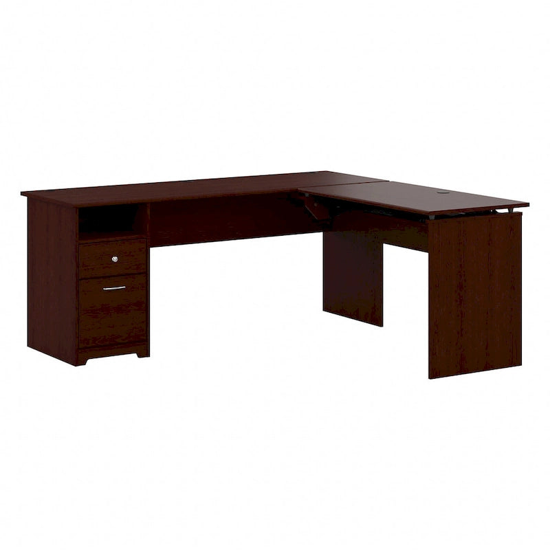Bureau assis-debout en L à 3 positions de 72 po de large par