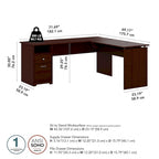 Bureau assis-debout en L à 3 positions de 72 po de large par