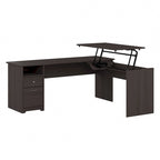 Bureau assis-debout en L à 3 positions de 72 po de large par