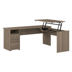 Bureau assis-debout en L à 3 positions de 72 po de large par