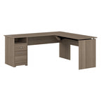 Bureau assis-debout en L à 3 positions de 72 po de large par