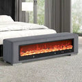 Banc Goffney Chenille avec simulateur de cheminée et audio Bluetooth