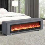 Banc Goffney Chenille avec simulateur de cheminée et audio Bluetooth