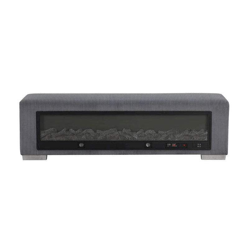 Banc Goffney Chenille avec simulateur de cheminée et audio Bluetooth