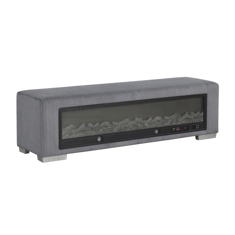 Banc Goffney Chenille avec simulateur de cheminée et audio Bluetooth