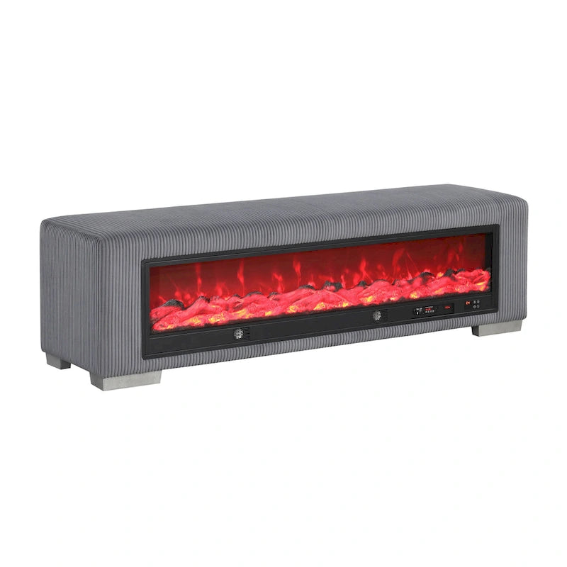 Banc Goffney Chenille avec simulateur de cheminée et audio Bluetooth