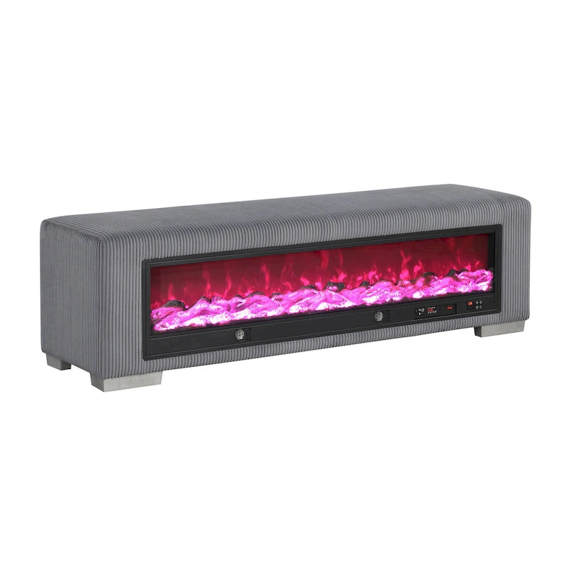 Banc Goffney Chenille avec simulateur de cheminée et audio Bluetooth