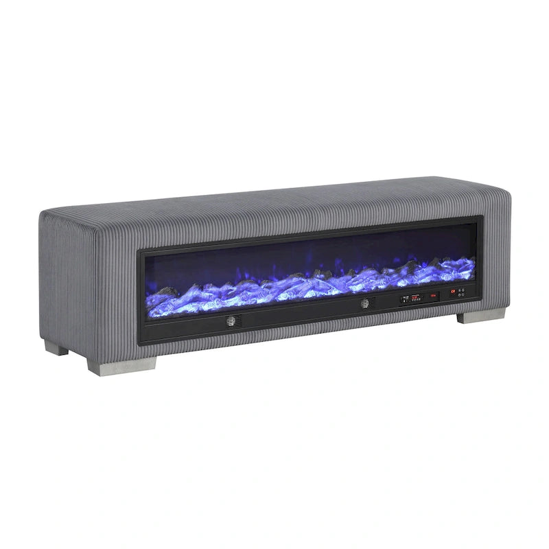 Banc Goffney Chenille avec simulateur de cheminée et audio Bluetooth