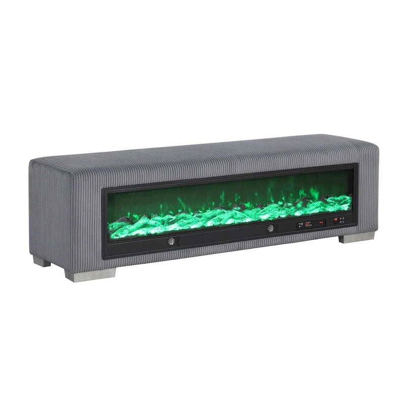 Banc Goffney Chenille avec simulateur de cheminée et audio Bluetooth