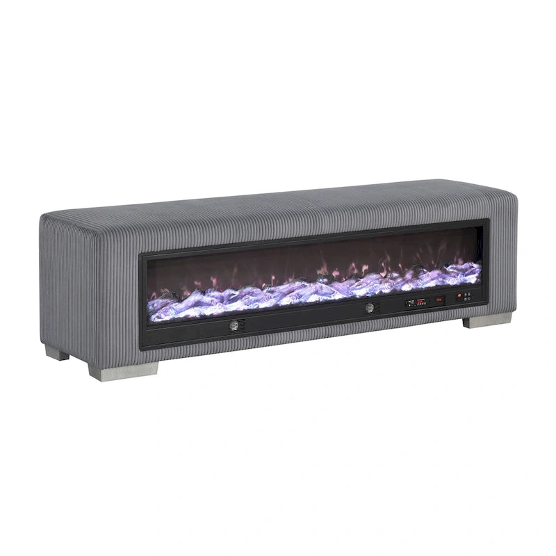 Banc Goffney Chenille avec simulateur de cheminée et audio Bluetooth