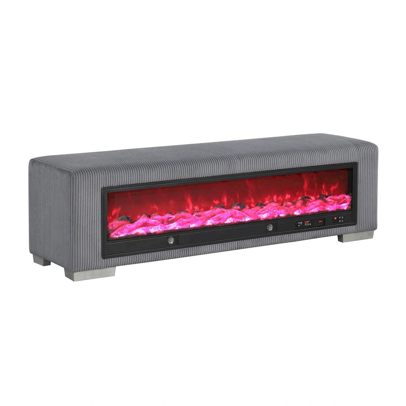 Banc Goffney Chenille avec simulateur de cheminée et audio Bluetooth