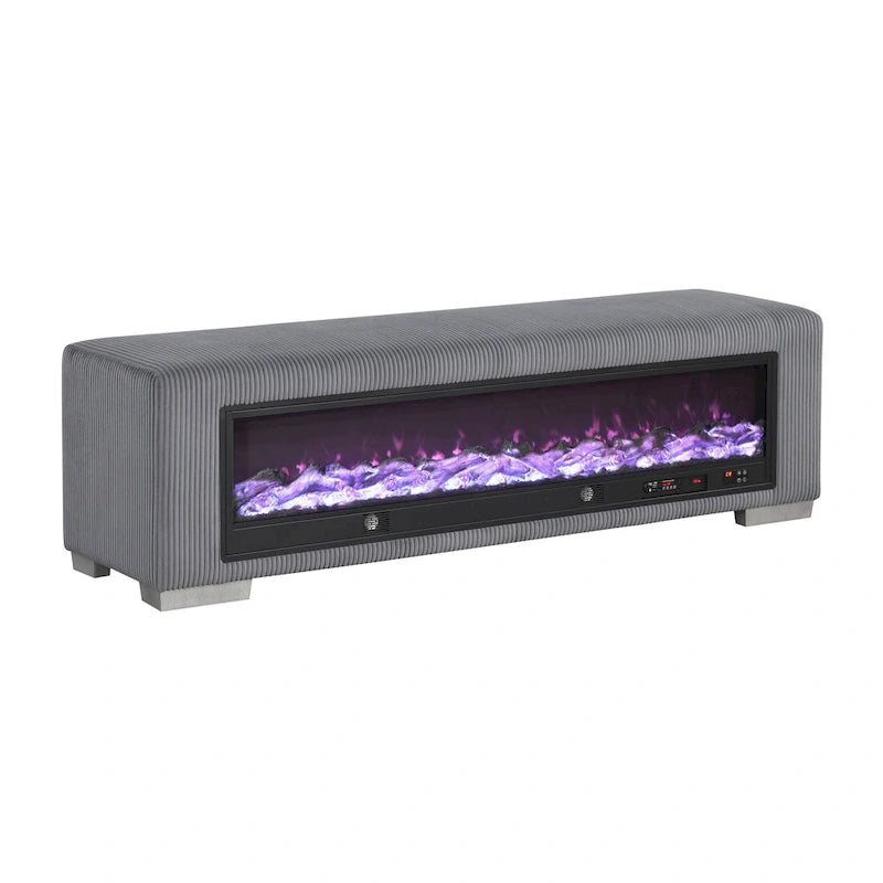 Banc Goffney Chenille avec simulateur de cheminée et audio Bluetooth