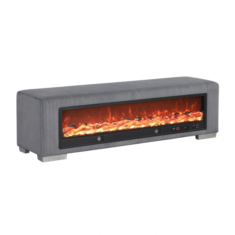 Banc Goffney Chenille avec simulateur de cheminée et audio Bluetooth
