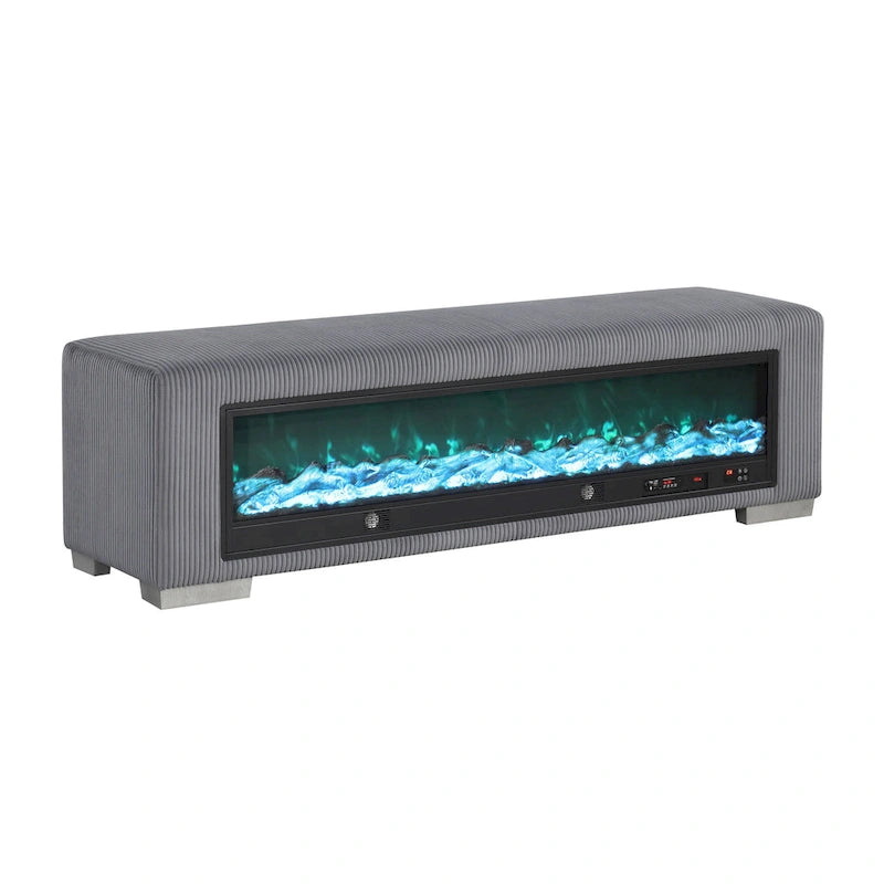 Banc Goffney Chenille avec simulateur de cheminée et audio Bluetooth