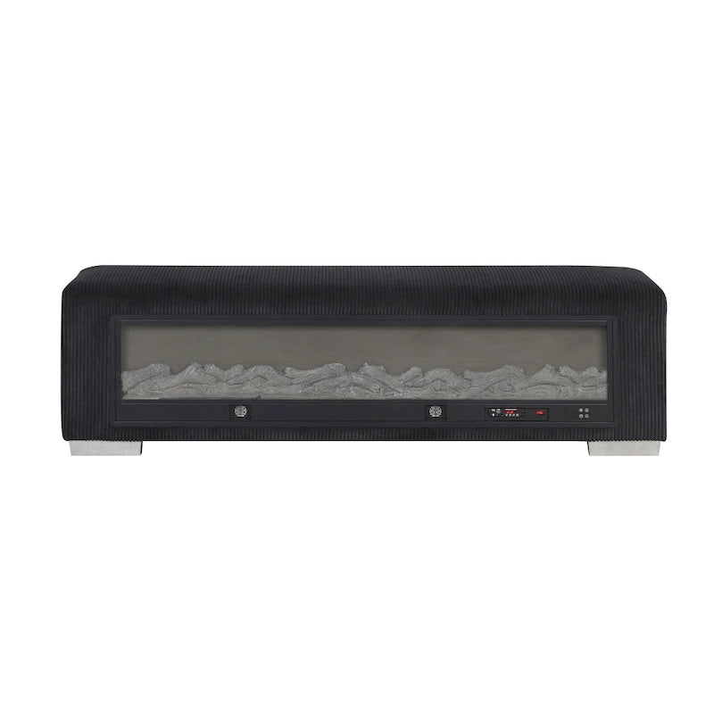 Banc Goffney Chenille avec simulateur de cheminée et audio Bluetooth