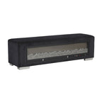 Banc Goffney Chenille avec simulateur de cheminée et audio Bluetooth