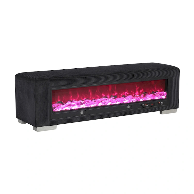 Banc Goffney Chenille avec simulateur de cheminée et audio Bluetooth