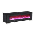 Banc Goffney Chenille avec simulateur de cheminée et audio Bluetooth