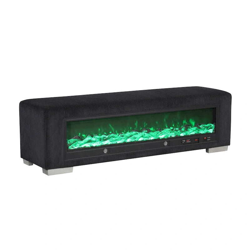 Banc Goffney Chenille avec simulateur de cheminée et audio Bluetooth