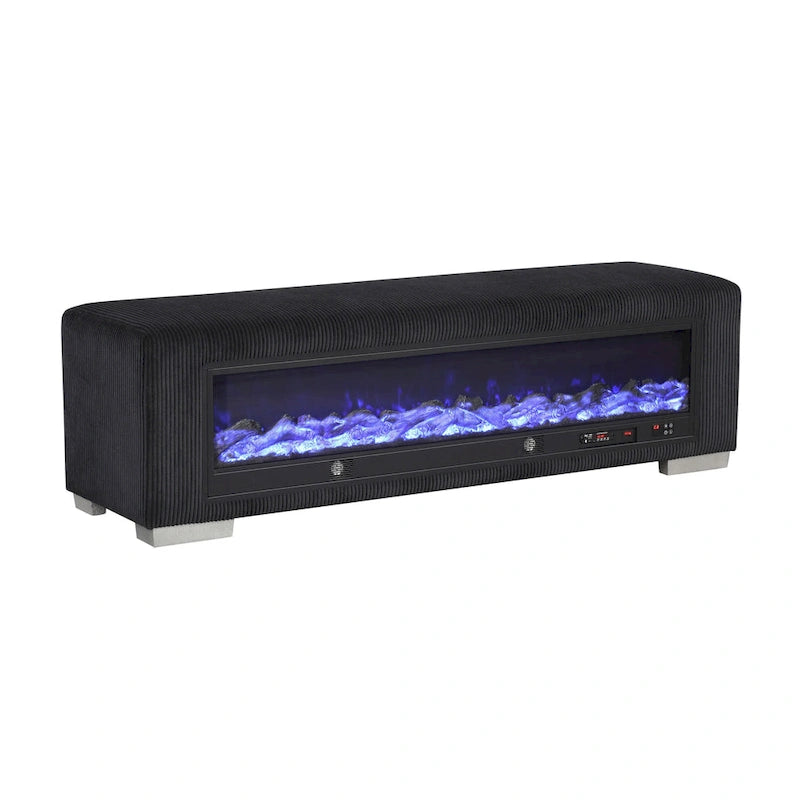 Banc Goffney Chenille avec simulateur de cheminée et audio Bluetooth