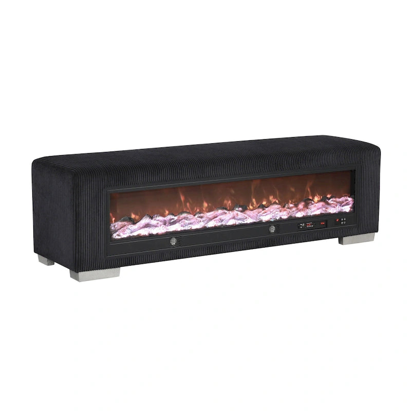 Banc Goffney Chenille avec simulateur de cheminée et audio Bluetooth