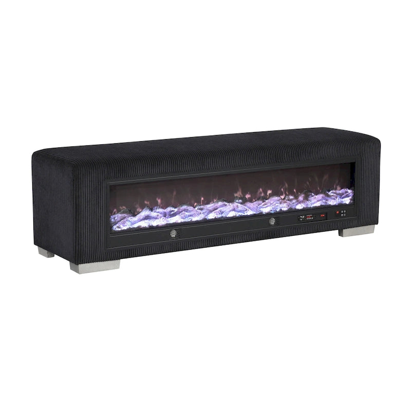 Banc Goffney Chenille avec simulateur de cheminée et audio Bluetooth