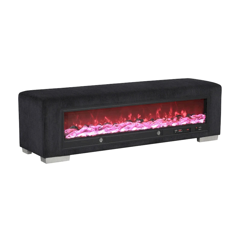 Banc Goffney Chenille avec simulateur de cheminée et audio Bluetooth