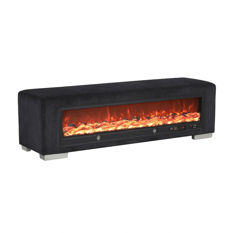 Banc Goffney Chenille avec simulateur de cheminée et audio Bluetooth