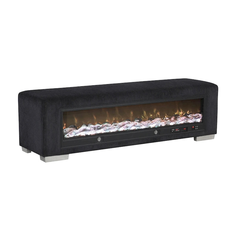 Banc Goffney Chenille avec simulateur de cheminée et audio Bluetooth