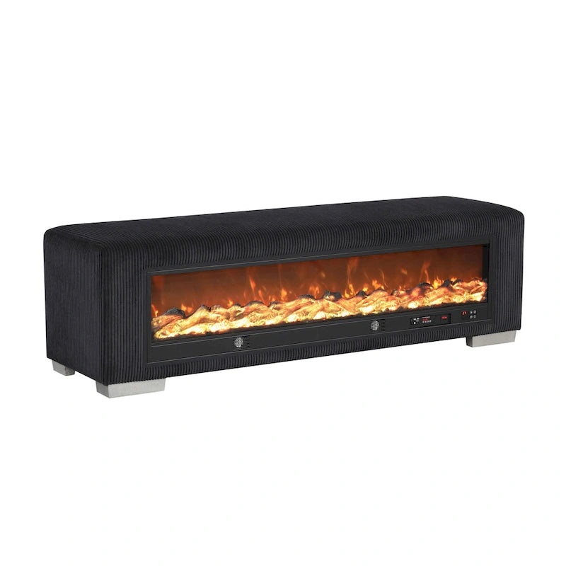 Banc Goffney Chenille avec simulateur de cheminée et audio Bluetooth