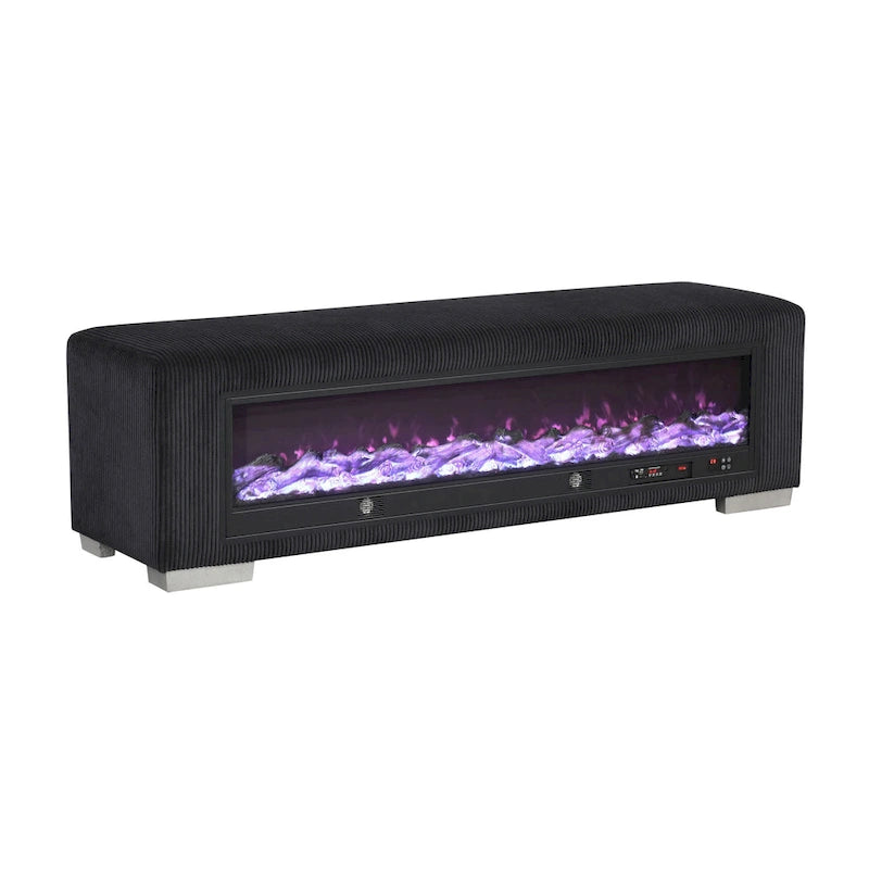 Banc Goffney Chenille avec simulateur de cheminée et audio Bluetooth