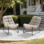 Fauteuil Papasan 2 pièces en rotin PE avec coussin pour intérieur et extérieur