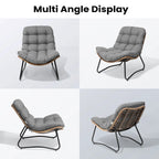 Fauteuil Papasan 2 pièces en rotin PE avec coussin pour intérieur et extérieur
