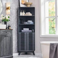 Meuble d'angle haut de salle de bain Mid-Century avec porte à lattes, 68 po
