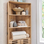 Meuble d'angle haut de salle de bain Mid-Century avec porte à lattes, 68 po