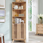 Meuble d'angle haut de salle de bain Mid-Century avec porte à lattes, 68 po
