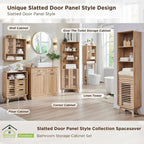 Meuble d'angle haut de salle de bain Mid-Century avec porte à lattes, 68 po