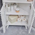 Meuble d'angle haut de salle de bain Mid-Century avec porte à lattes, 68 po