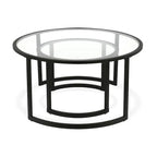Lot de 2 tables basses gigognes rondes en verre et acier de 36 po - 36 x 36 x 18 po